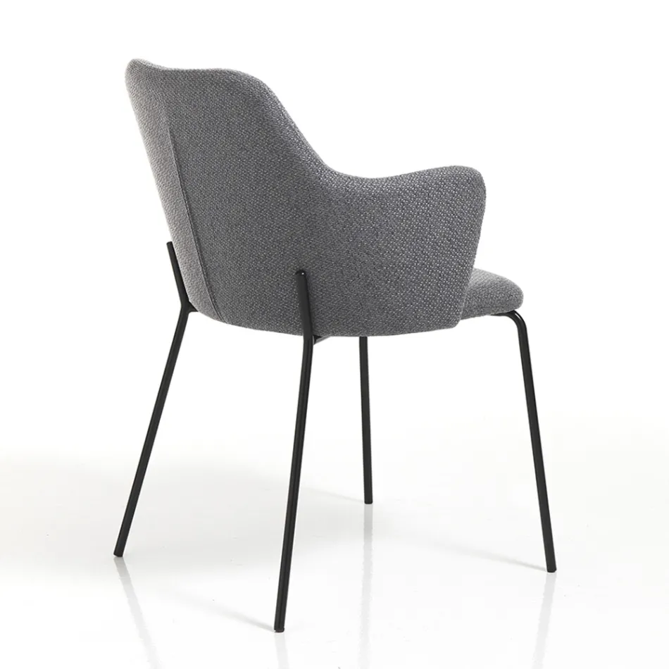 Dining Room Chair in Fabric and Matt Black Metal 2 Pieces - Corinna Viadurini