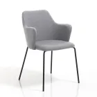 Dining Room Chair in Fabric and Matt Black Metal 2 Pieces - Corinna Viadurini
