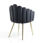 Dining Room Chair in Velvet Effect Fabric and Metal - Refined Viadurini