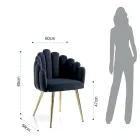 Dining Room Chair in Velvet Effect Fabric and Metal - Refined Viadurini