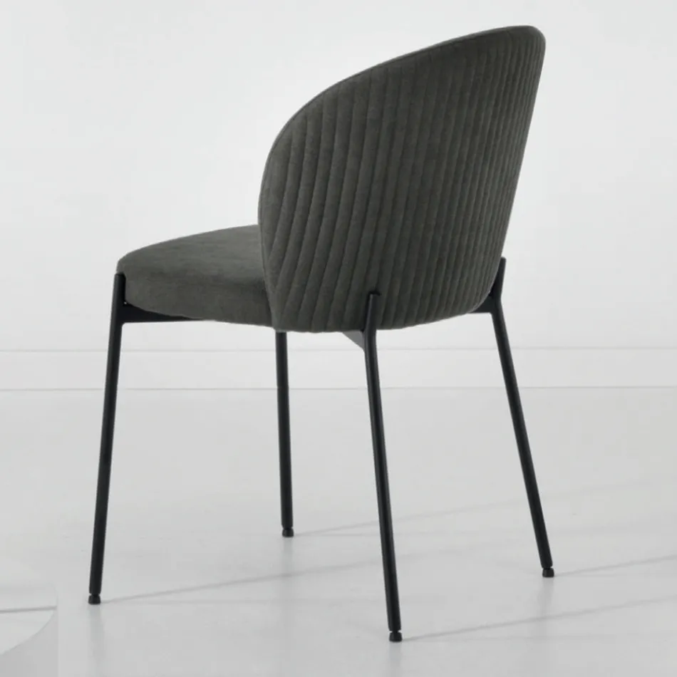 Dining Room Chair in Upholstered Fabric and Metal 4 Pieces - Cup Viadurini