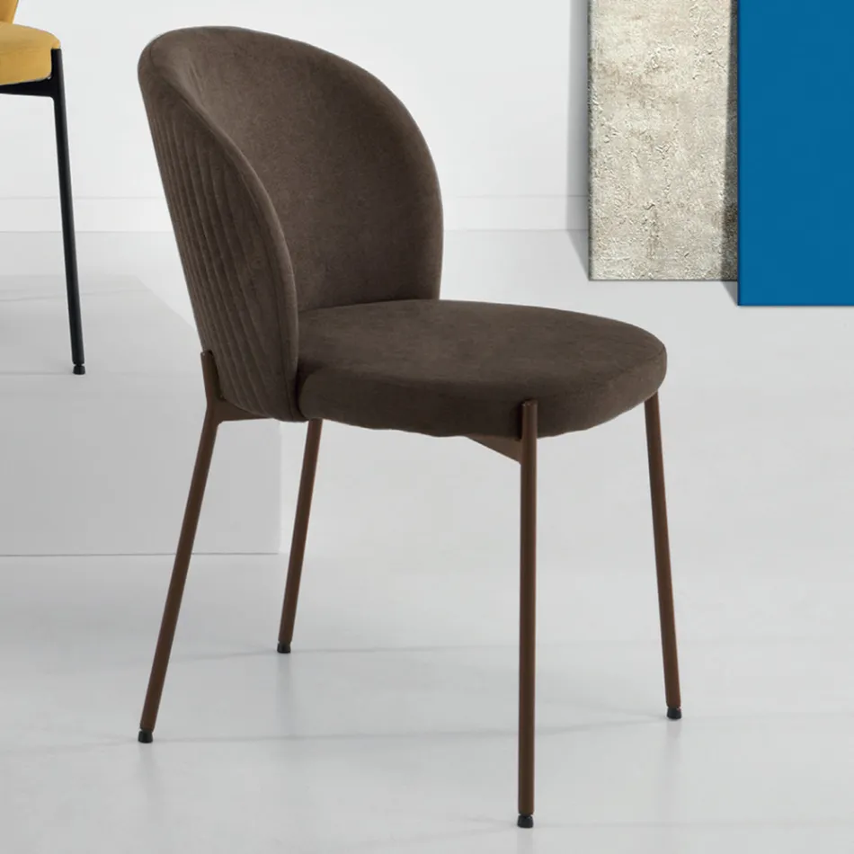 Dining Room Chair in Upholstered Fabric and Metal 4 Pieces - Cup Viadurini