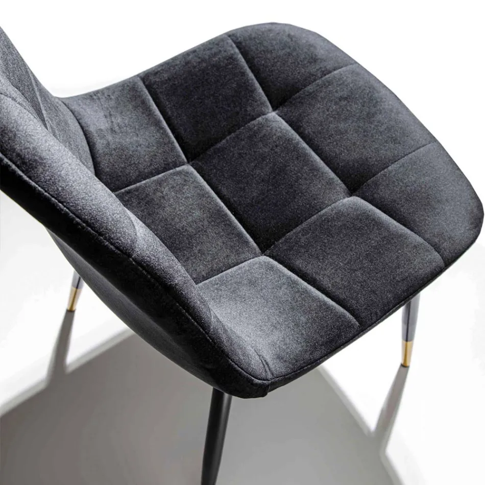 Dining Room Chair in Stain Resistant Velvet and Metal, 4 Pieces - Carlina Viadurini