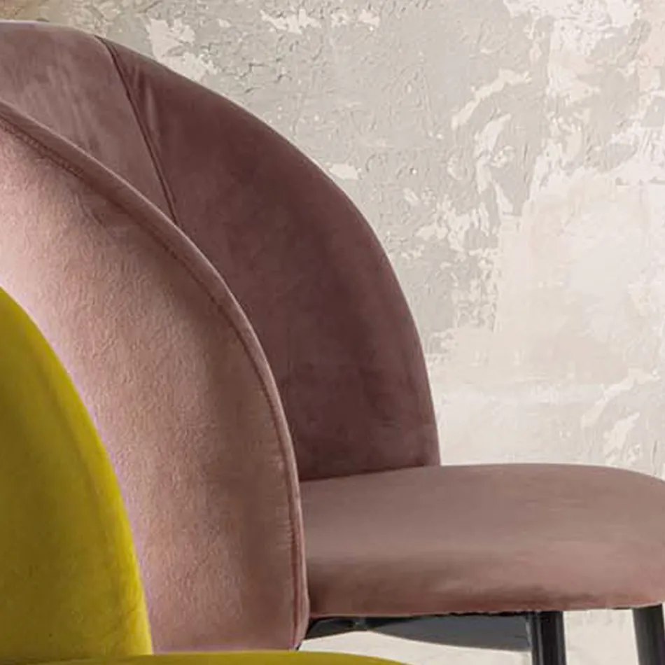 Dining Room Chair in Velvet with Black Metal Legs, 4 Pieces - Hanna Viadurini