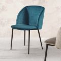 Dining Room Chair in Velvet with Black Metal Legs, 4 Pieces - Hanna