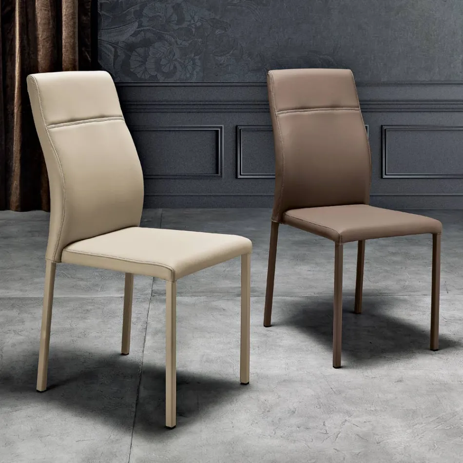 Modern eco-leather dining room chair made in Italy, Luigina Viadurini