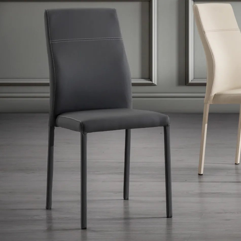 Modern eco-leather dining room chair made in Italy, Luigina Viadurini