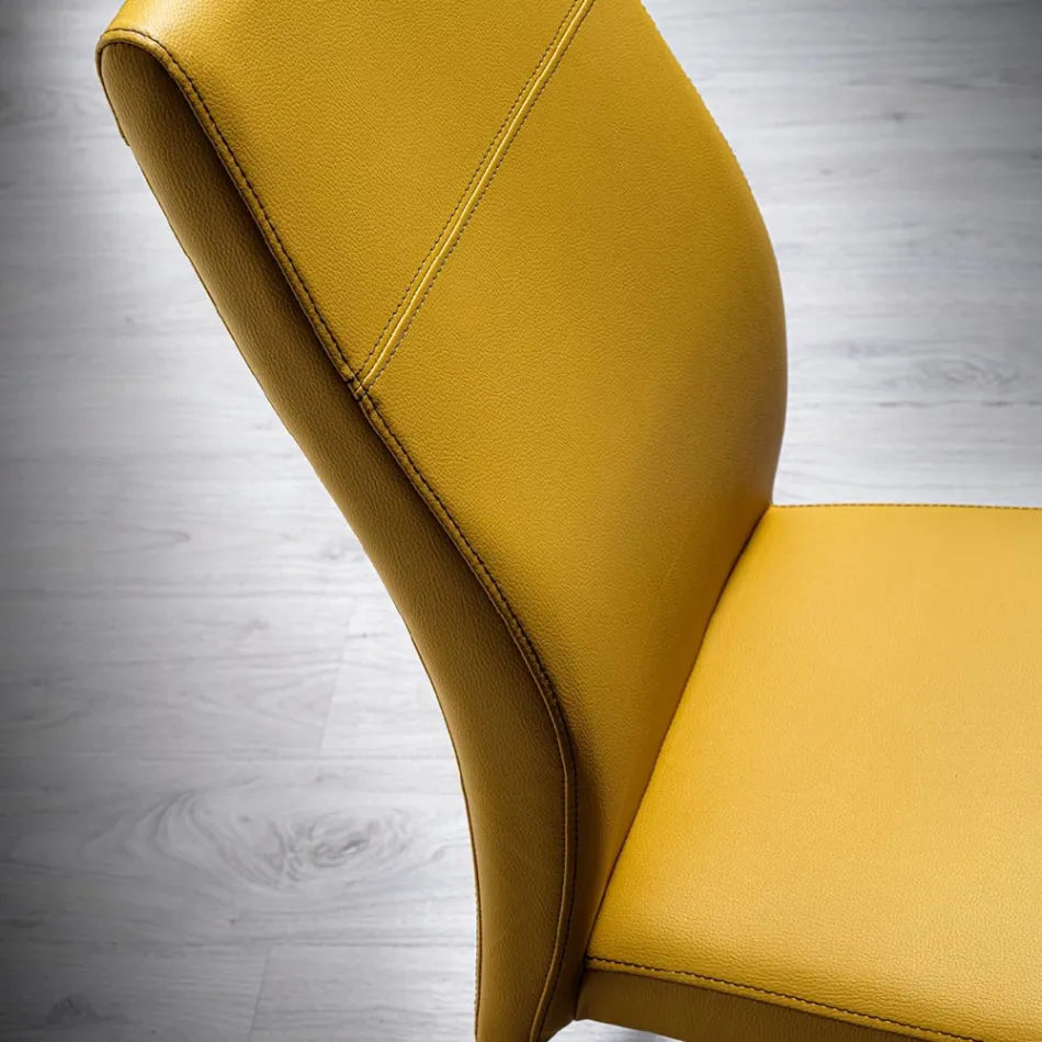Modern eco-leather dining room chair made in Italy, Luigina Viadurini