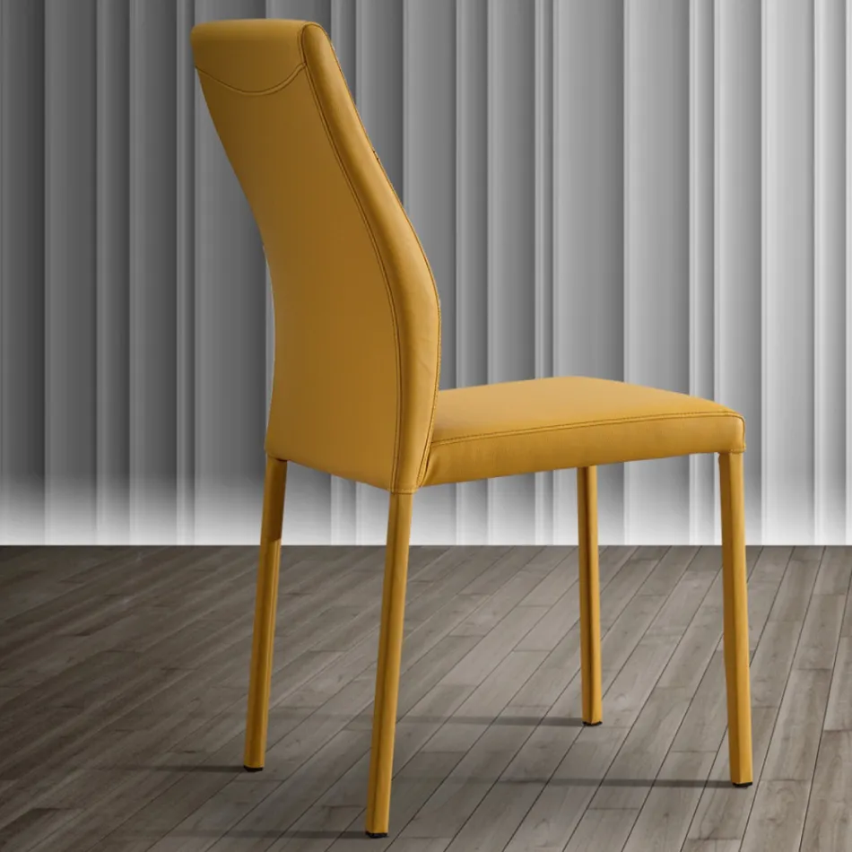 Modern eco-leather dining room chair made in Italy, Luigina Viadurini