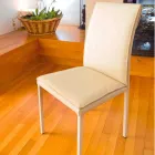 Bessie dove-colored leatherette dining room chair, made in Italy Viadurini