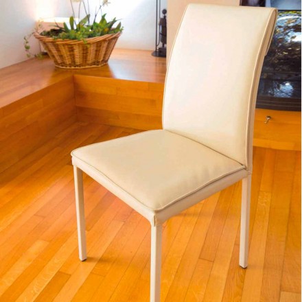 Bessie dove-colored leatherette dining room chair, made in Italy Viadurini