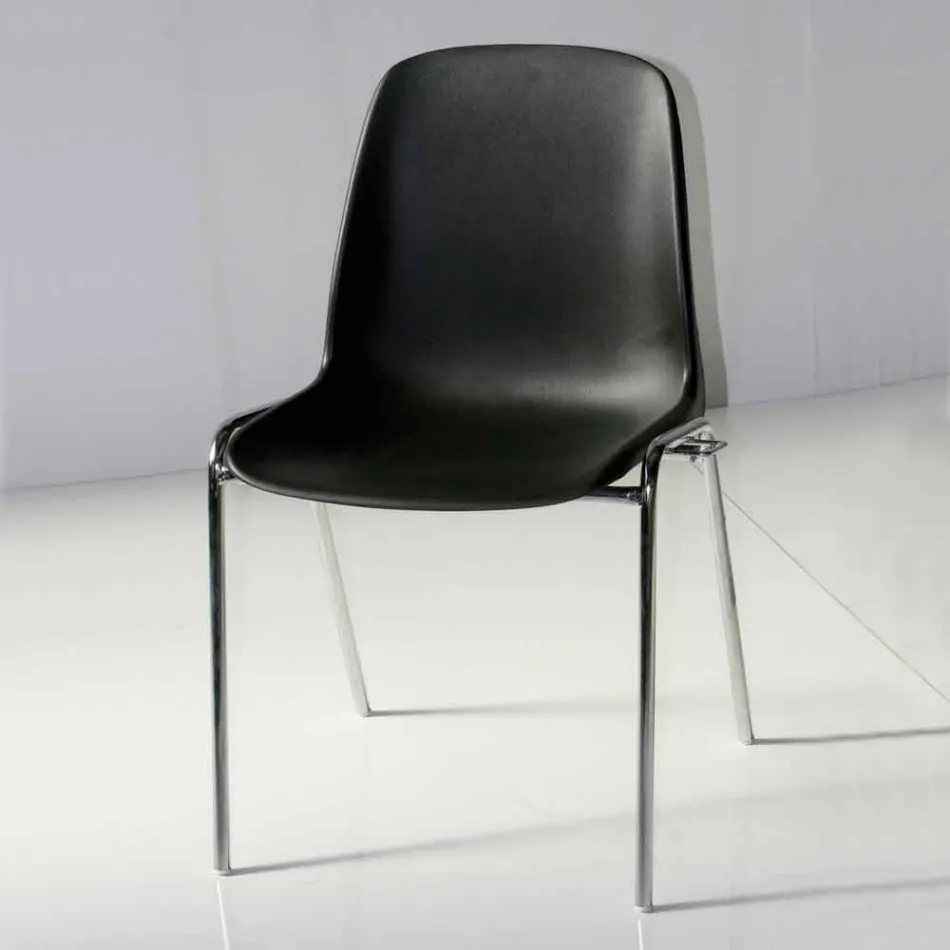Modern Chair for Meeting Room or Conference Room in Metal and Black ABS - Zetica Viadurini