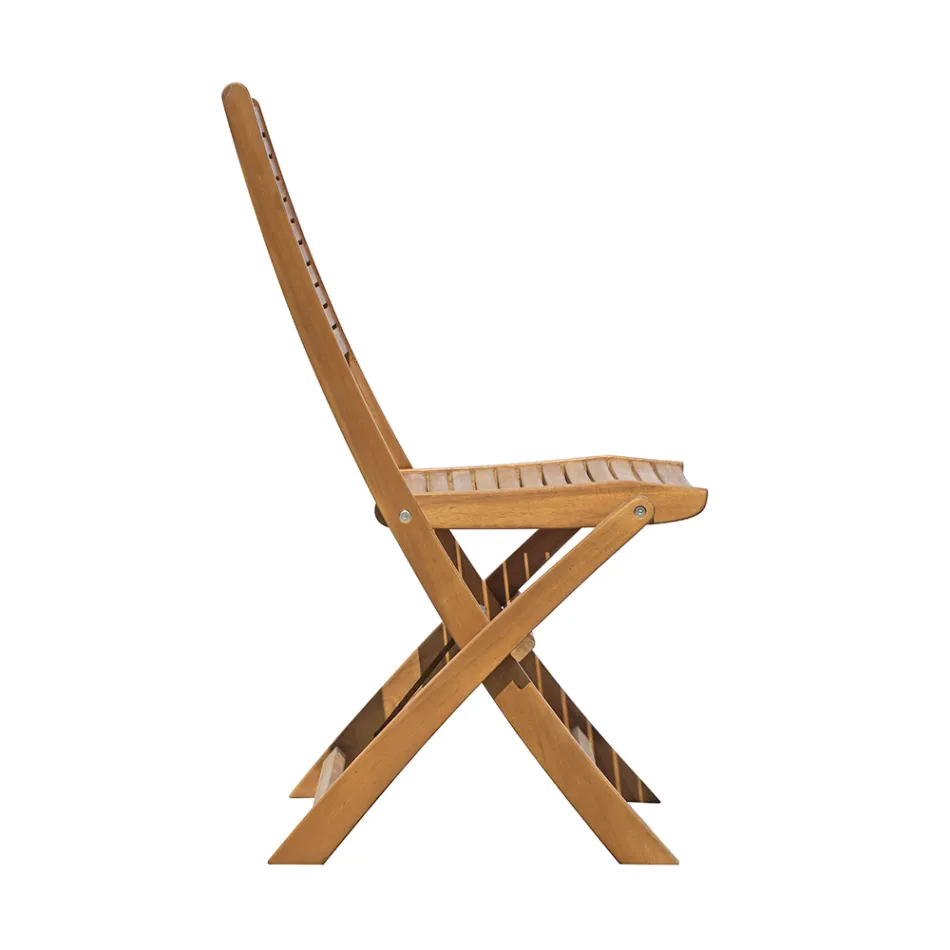 Folding Outdoor Chair in Acacia Wood with Optional Armrests - Fontana Viadurini