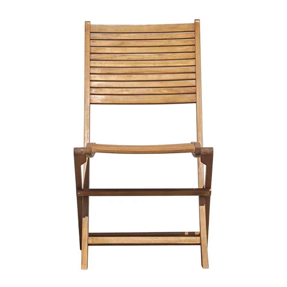 Folding Outdoor Chair in Acacia Wood with Optional Armrests - Fontana Viadurini