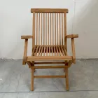 Folding Outdoor Teak Chair with Armrests – Yggdrasil Viadurini