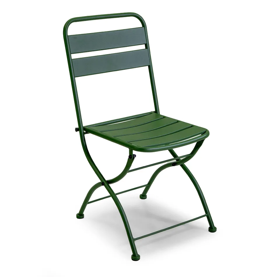 Folding Garden Chair Made Entirely of Metal - Ribbon Viadurini