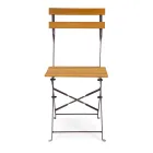Folding Metal Chair with Acacia Wood Seat and Backrest - Estate Viadurini
