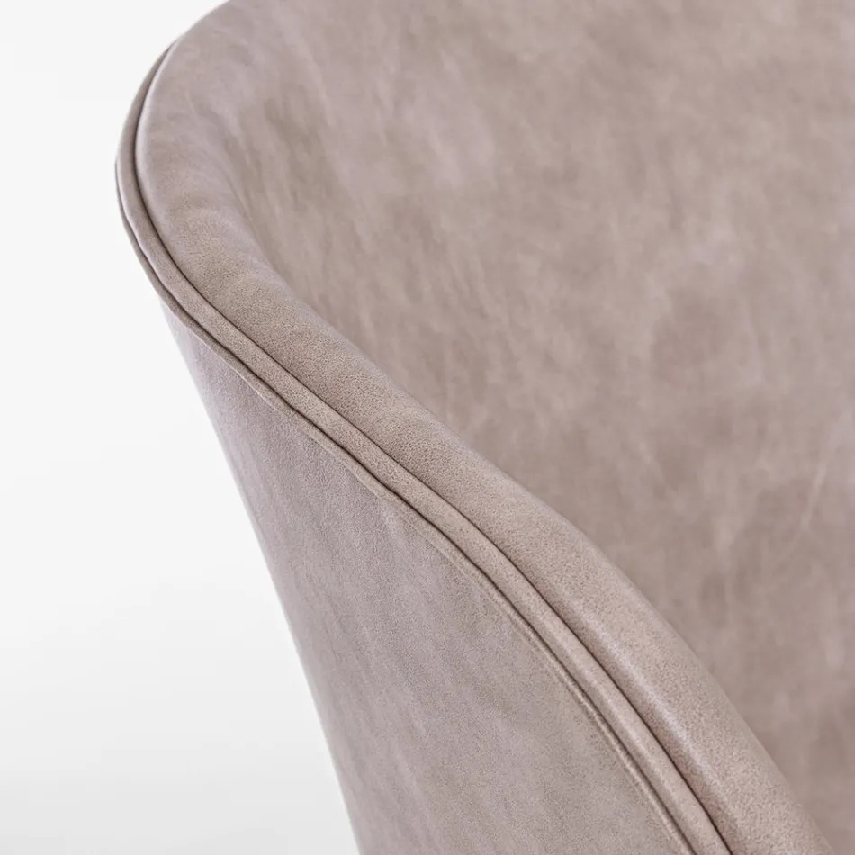 Chair Armchair in White or Black Steel and Vintage Ecoleather - Gongo Viadurini