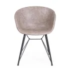 Chair Armchair in White or Black Steel and Vintage Ecoleather - Gongo Viadurini