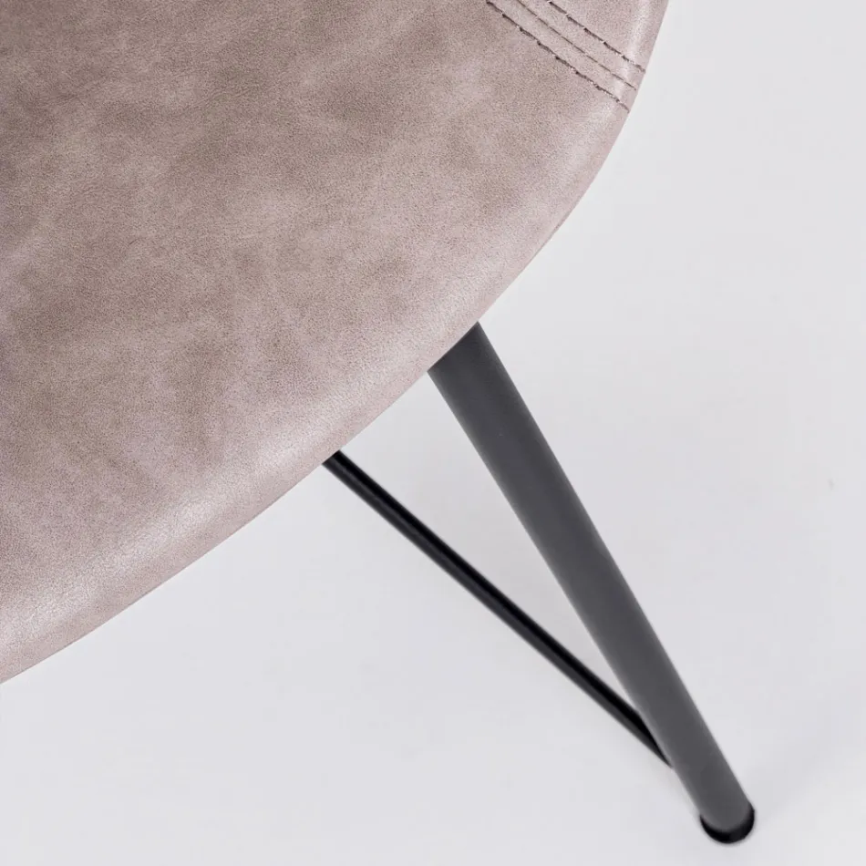 Chair Armchair in White or Black Steel and Vintage Ecoleather - Gongo Viadurini