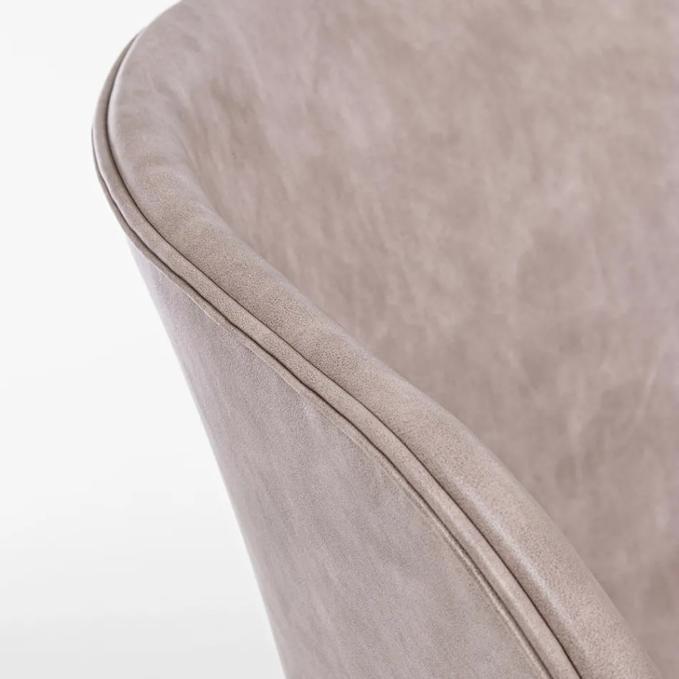 Chair Armchair in White or Black Steel and Vintage Ecoleather - Gongo Viadurini