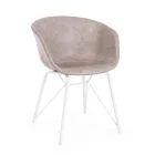 Chair Armchair in White or Black Steel and Vintage Ecoleather - Gongo Viadurini