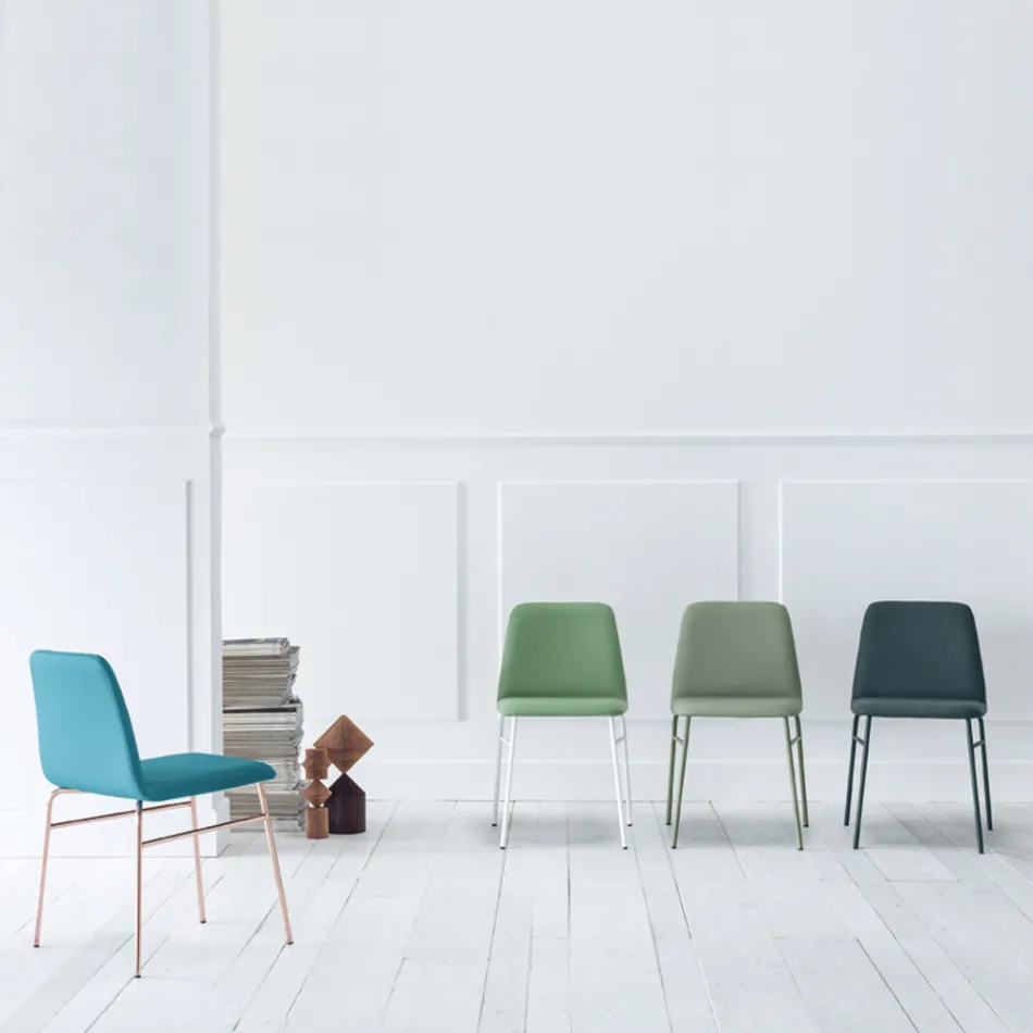 Fine Fabric Chair with Metal Base Made in Italy, 2 Pieces - Molde Viadurini