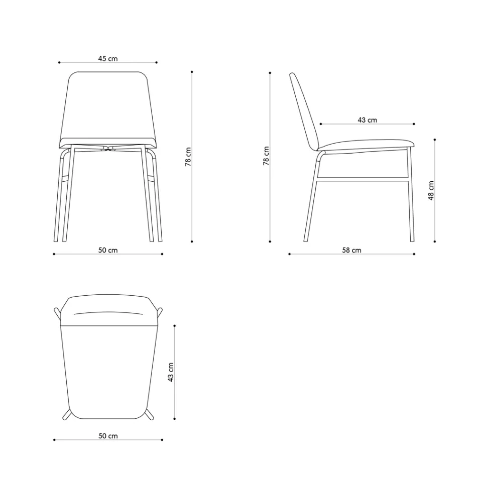 Fine Fabric Chair with Metal Base Made in Italy, 2 Pieces - Molde Viadurini