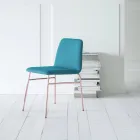 Fine Fabric Chair with Metal Base Made in Italy, 2 Pieces - Molde Viadurini