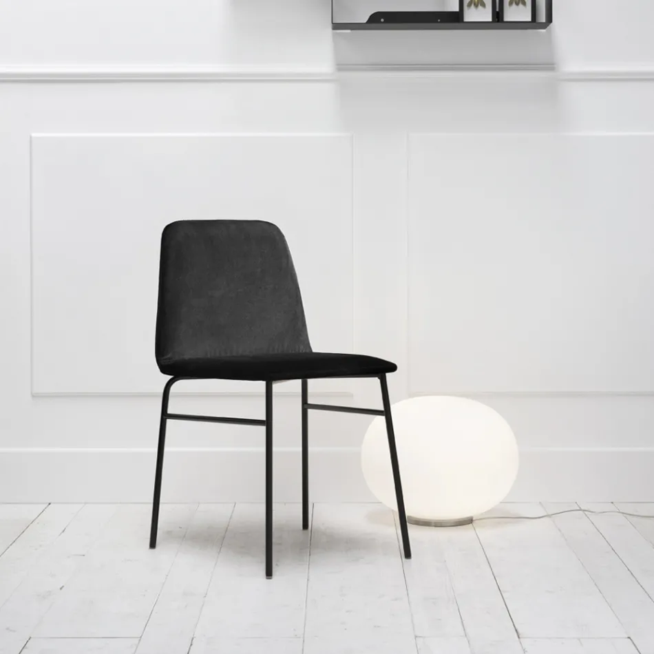 Fine Fabric Chair with Metal Base Made in Italy, 2 Pieces - Molde Viadurini