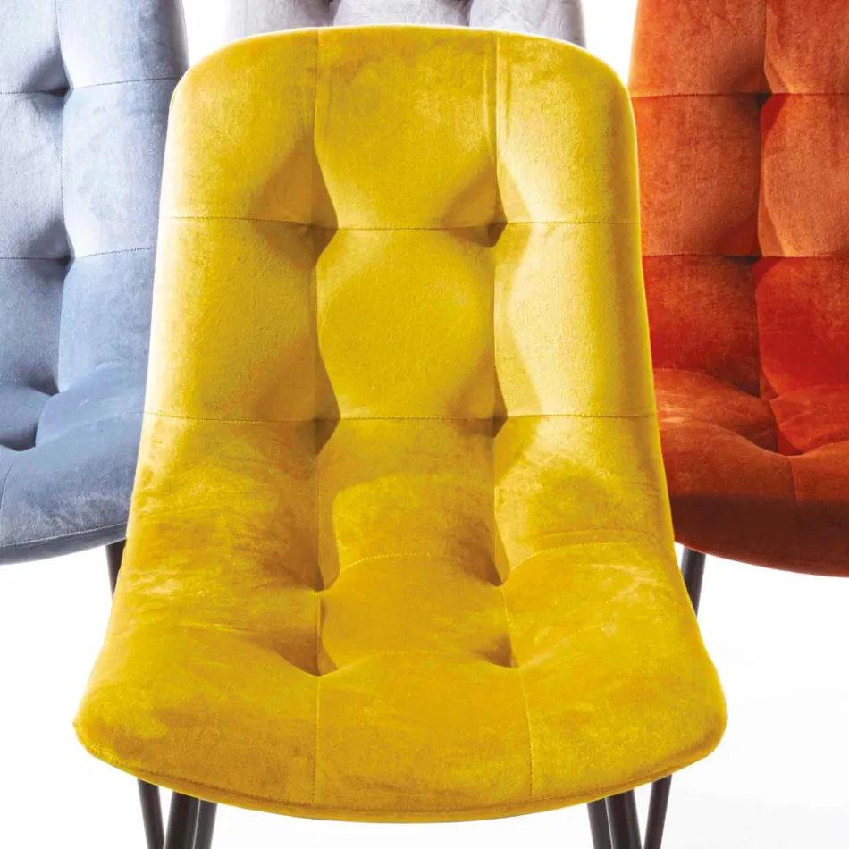 Stain-resistant Velvet Upholstered Dining Room Chair, 4 Pieces - Kylie Viadurini