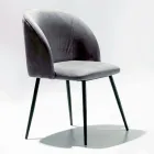 Chair Upholstered in Velvet with Base in Black Painted Metal, 2 Pieces - Havana Viadurini