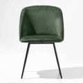 Chair Upholstered in Velvet with Base in Black Painted Metal, 2 Pieces - Havana