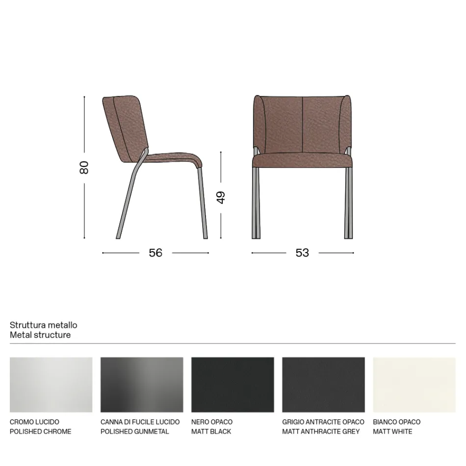 Dining Room Chair with Seat Covered in Leather Made in Italy - Giulia Viadurini