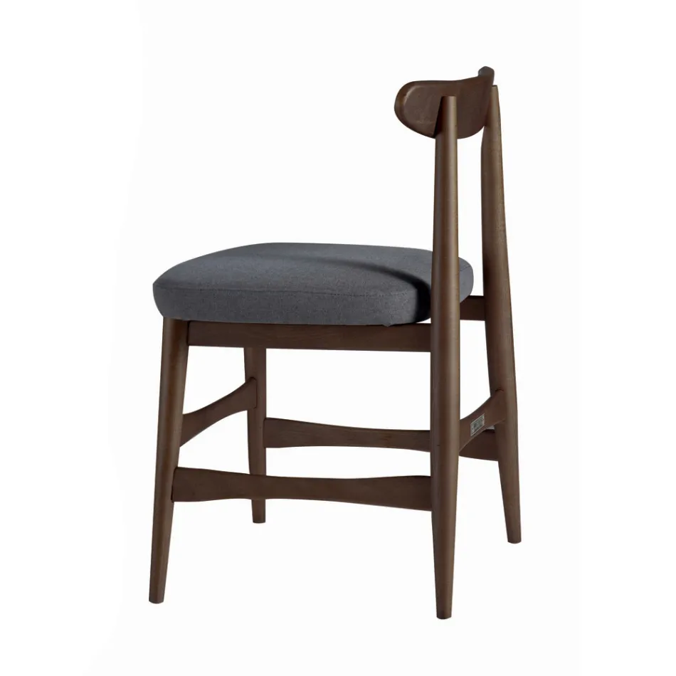 Upholstered Dining Room Chair in Solid Wood Made in Italy - Salicornia Viadurini