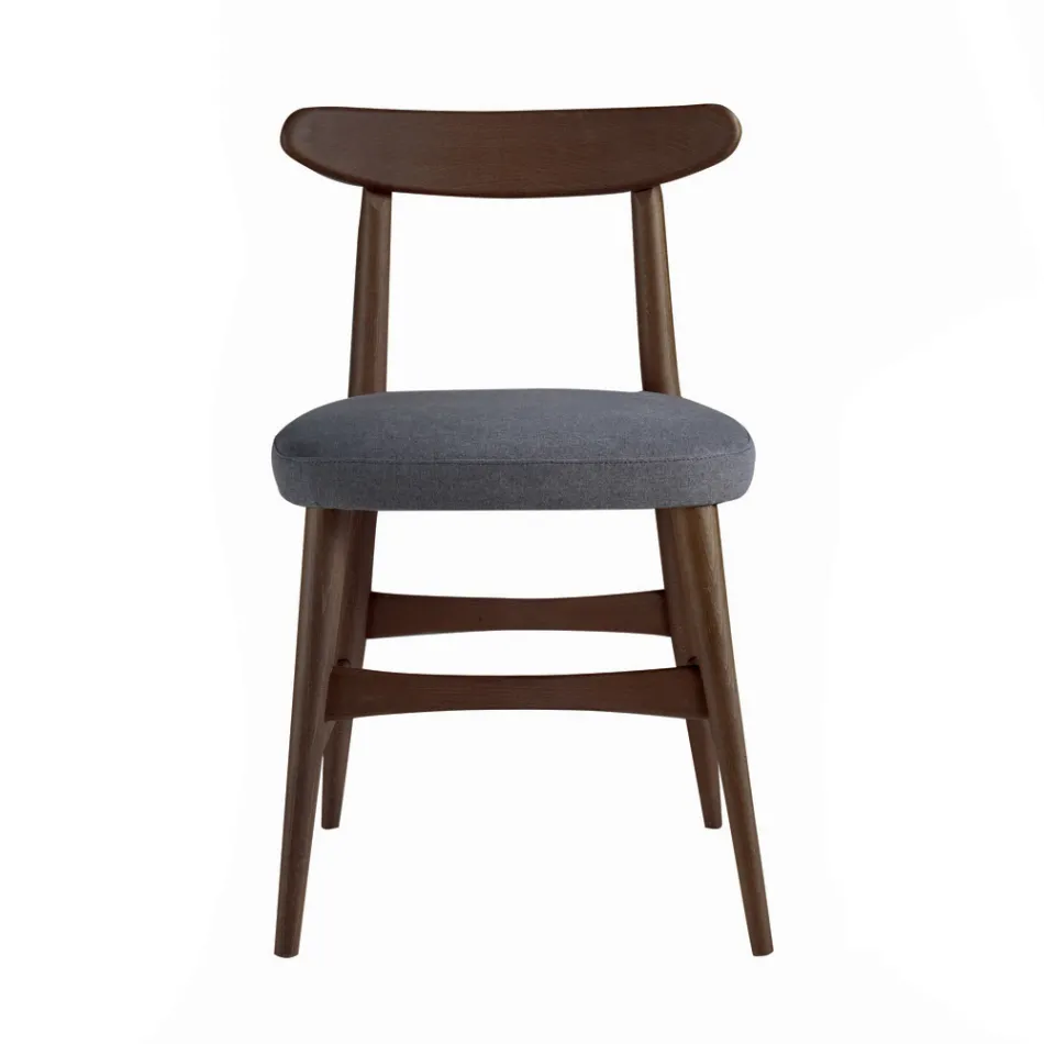 Upholstered Dining Room Chair in Solid Wood Made in Italy - Salicornia Viadurini