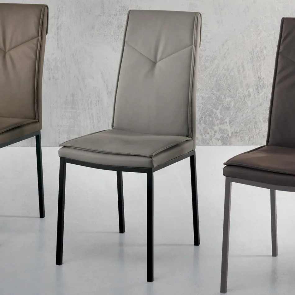 2 Piece Upholstered Hammered Faux Leather Dining Room Chair - Robocop Viadurini