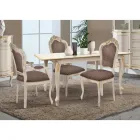 Dining Room Chair in White Wood and Fabric Made in Italy - Majesty Viadurini