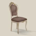 Dining Room Chair in White Wood and Fabric Made in Italy - Majesty Viadurini