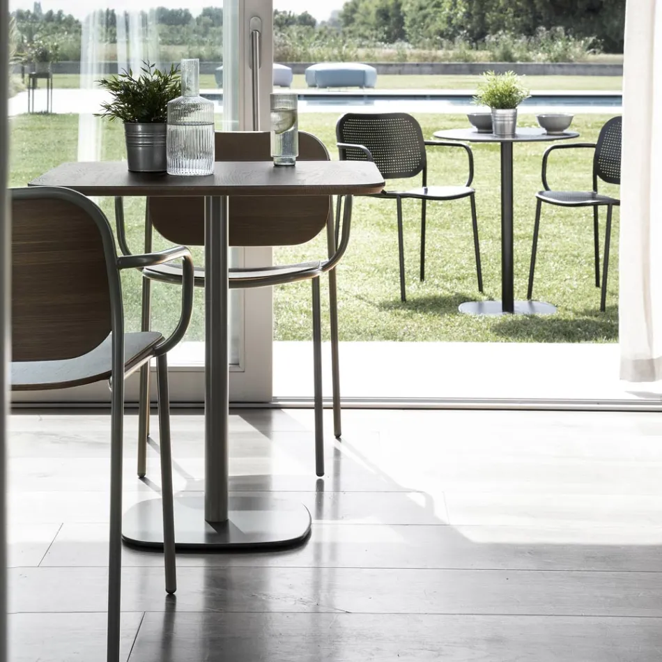 Dining Room Chair in Wood and Metal Made in Italy 2 Pieces - Saffia Viadurini