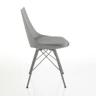 Dining Room Chair in Leather, Polypropylene and Metal 2 Pieces - Renella Viadurini