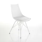Dining Room Chair in Leather, Polypropylene and Metal 2 Pieces - Renella Viadurini