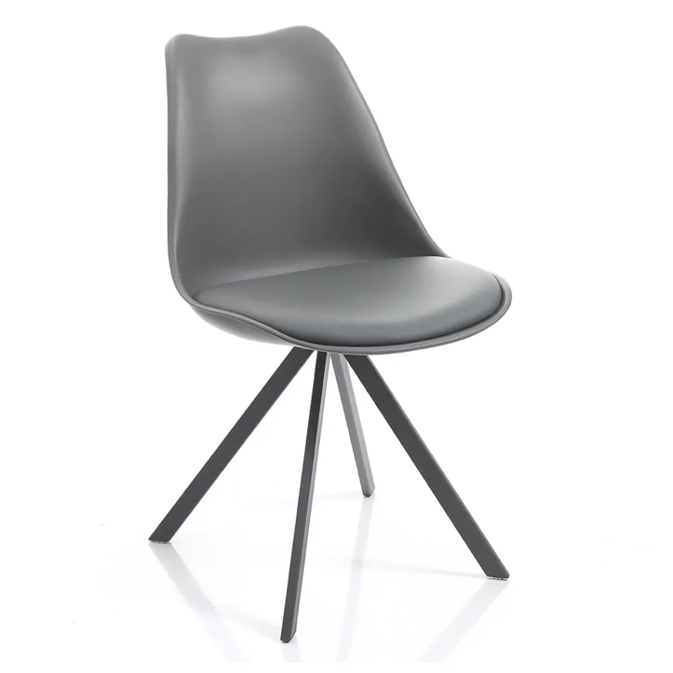 Dining Room Chair in Synthetic Leather and Polypropylene 4 Pieces - Shakira Viadurini