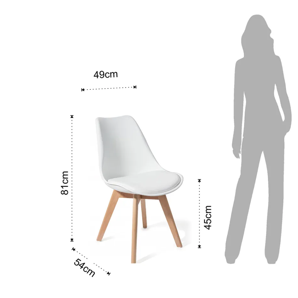 Dining Room Chair in Polypropylene and Synthetic Leather 4 Pieces - Chira Viadurini