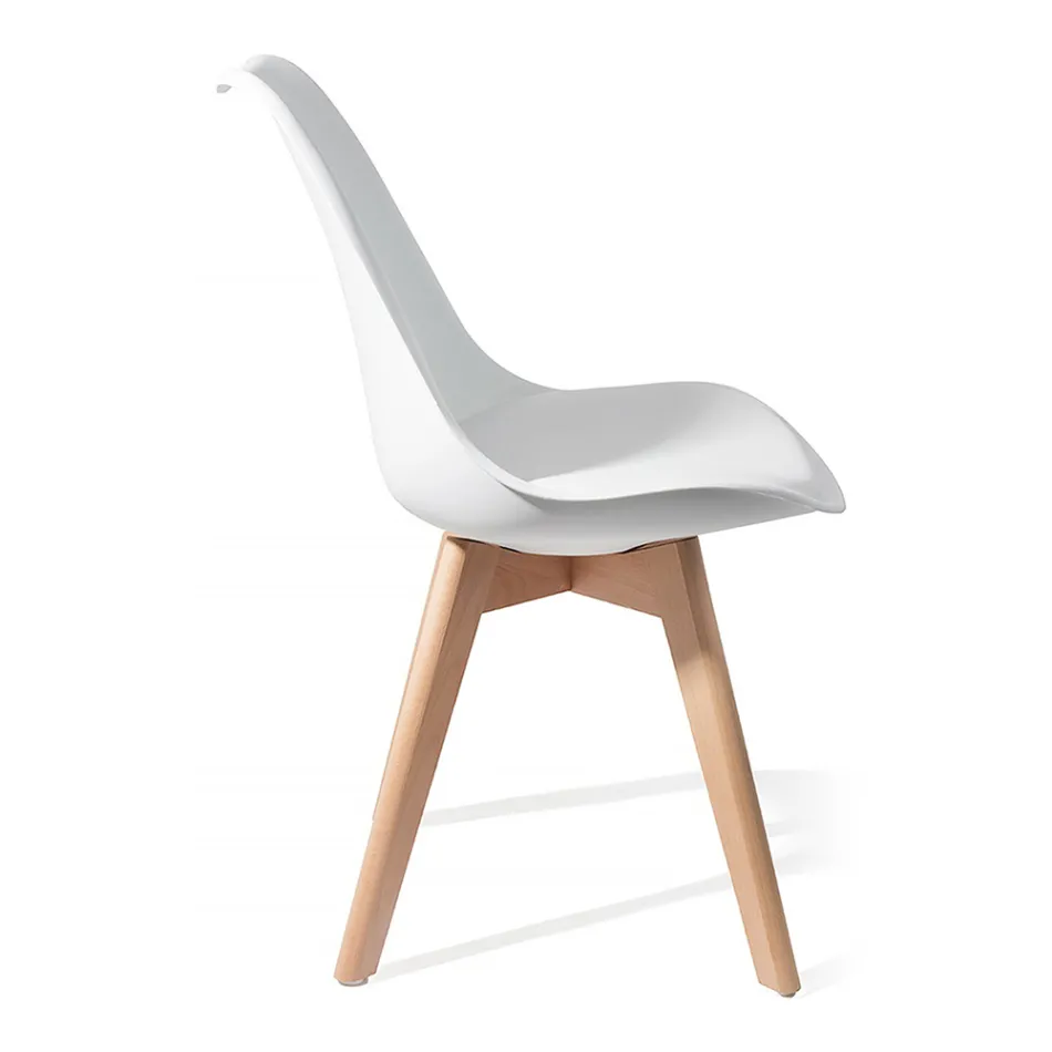Dining Room Chair in Polypropylene and Synthetic Leather 4 Pieces - Chira Viadurini