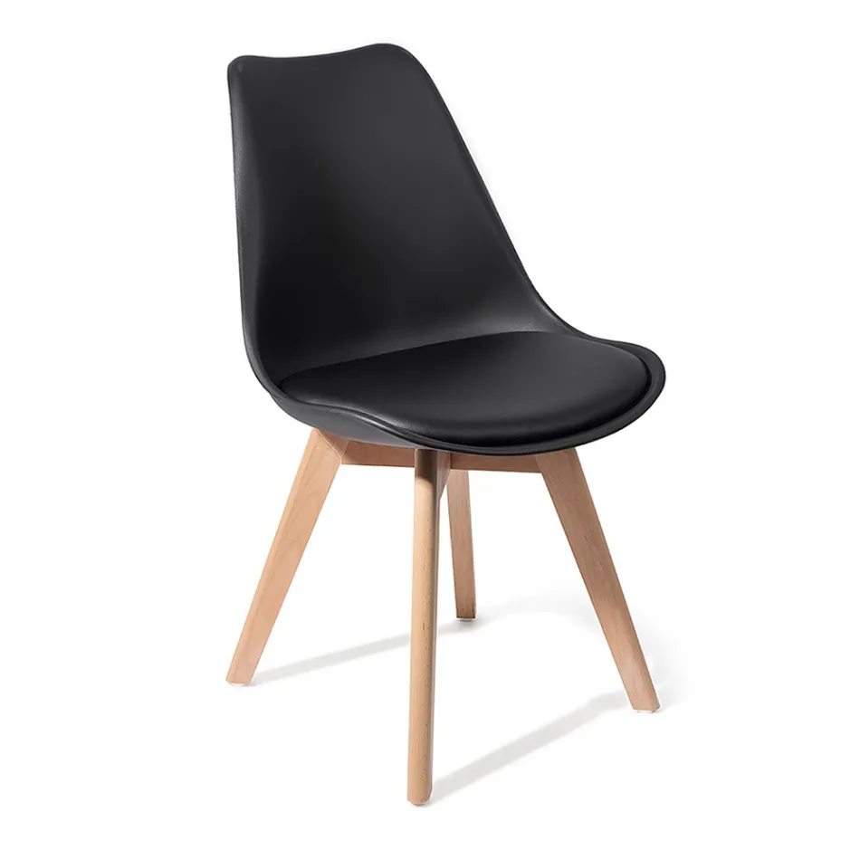 Dining Room Chair in Polypropylene and Synthetic Leather 4 Pieces - Chira Viadurini