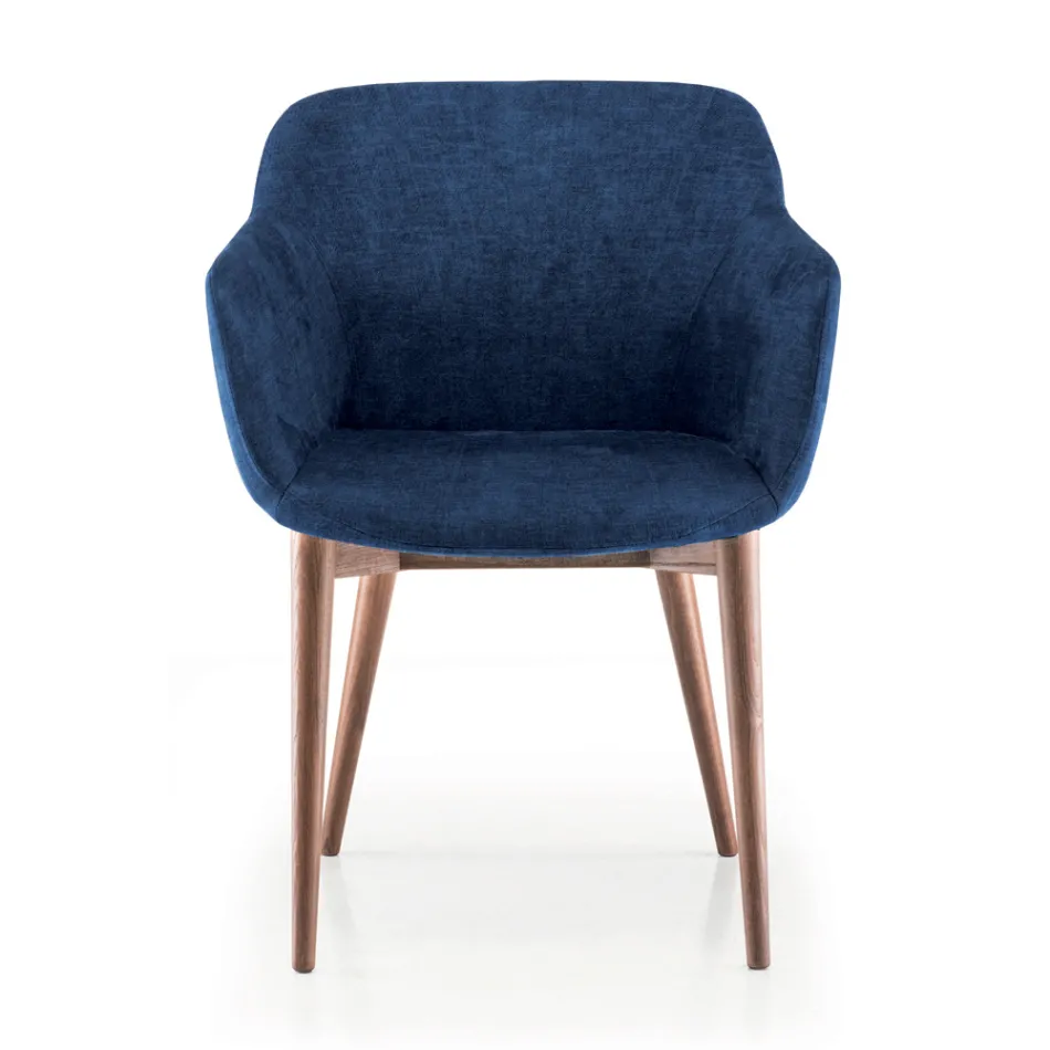 Dining Room Chair in Fabric and Wood Made in Italy 4 Pieces - Bardella Viadurini