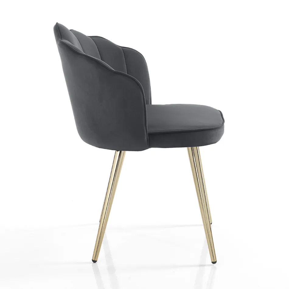 Dining Room Chair in Fabric and Metal Gold Finish 4 Pieces - Refined Viadurini
