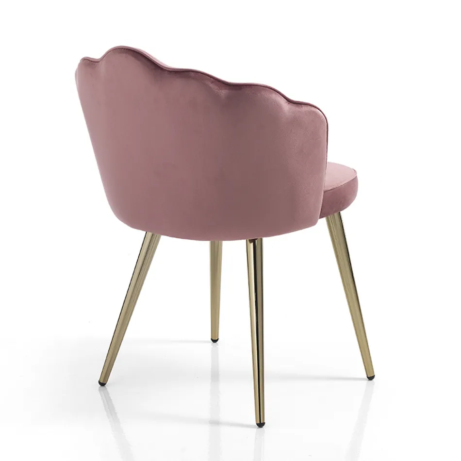 Dining Room Chair in Fabric and Metal Gold Finish 4 Pieces - Refined Viadurini