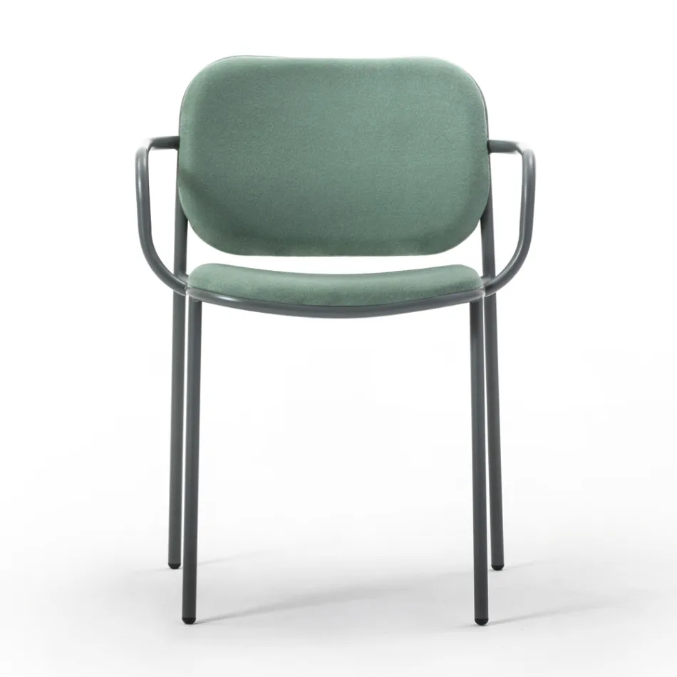 Dining Room Chair in Fabric and Metal Made in Italy 2 Pieces - Sangria Viadurini